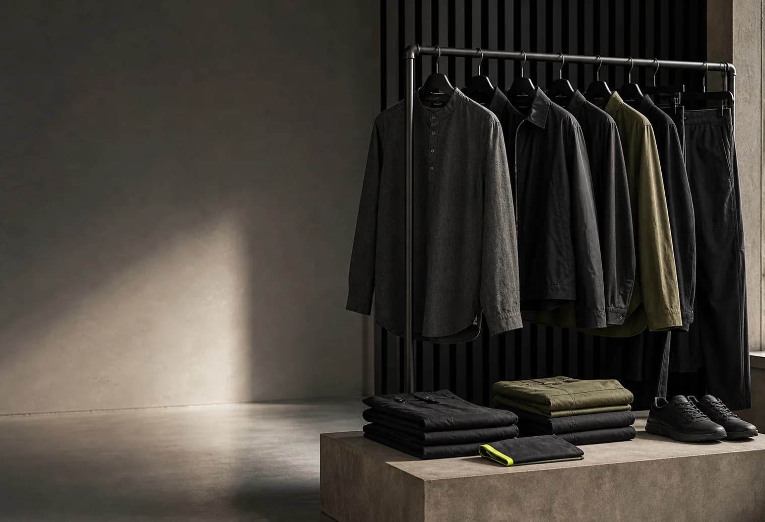 REHYPE rack with selected menswear pieces